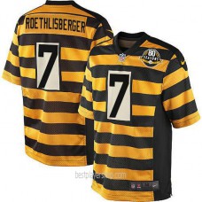 Youth Pittsburgh Steelers #7 Ben Roethlisberger Limited Gold Alternate Throwback Jersey Bestplayer